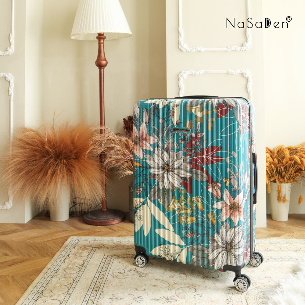 【NaSaDen】Turkey Blue Limited Pattern Printed 22" Carry on / 26" / 29" Checked Zipper Luggage