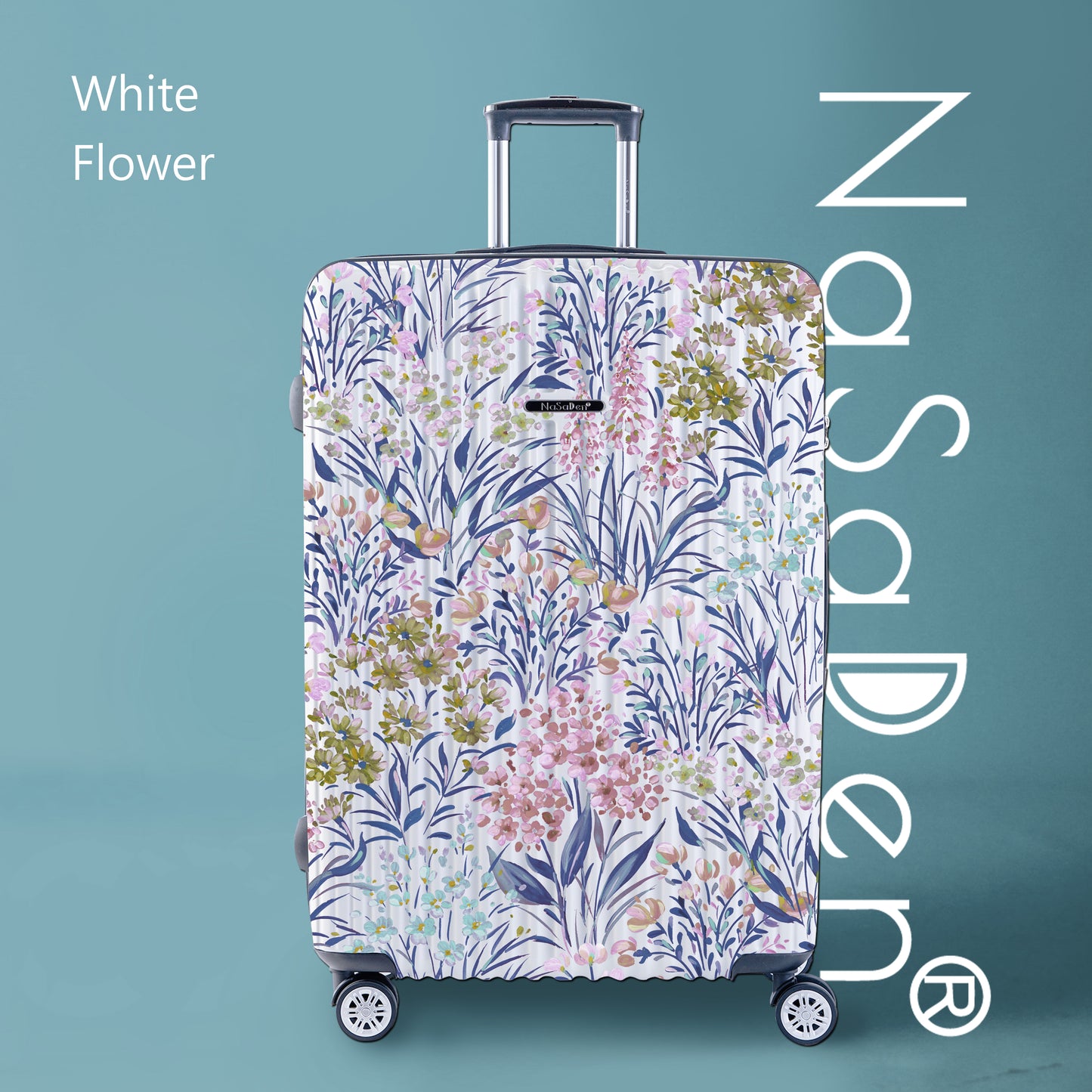 【NaSaDen】White Flower Limited Pattern Printed 22" Carry on / 26" / 29" Checked Zipper Luggage