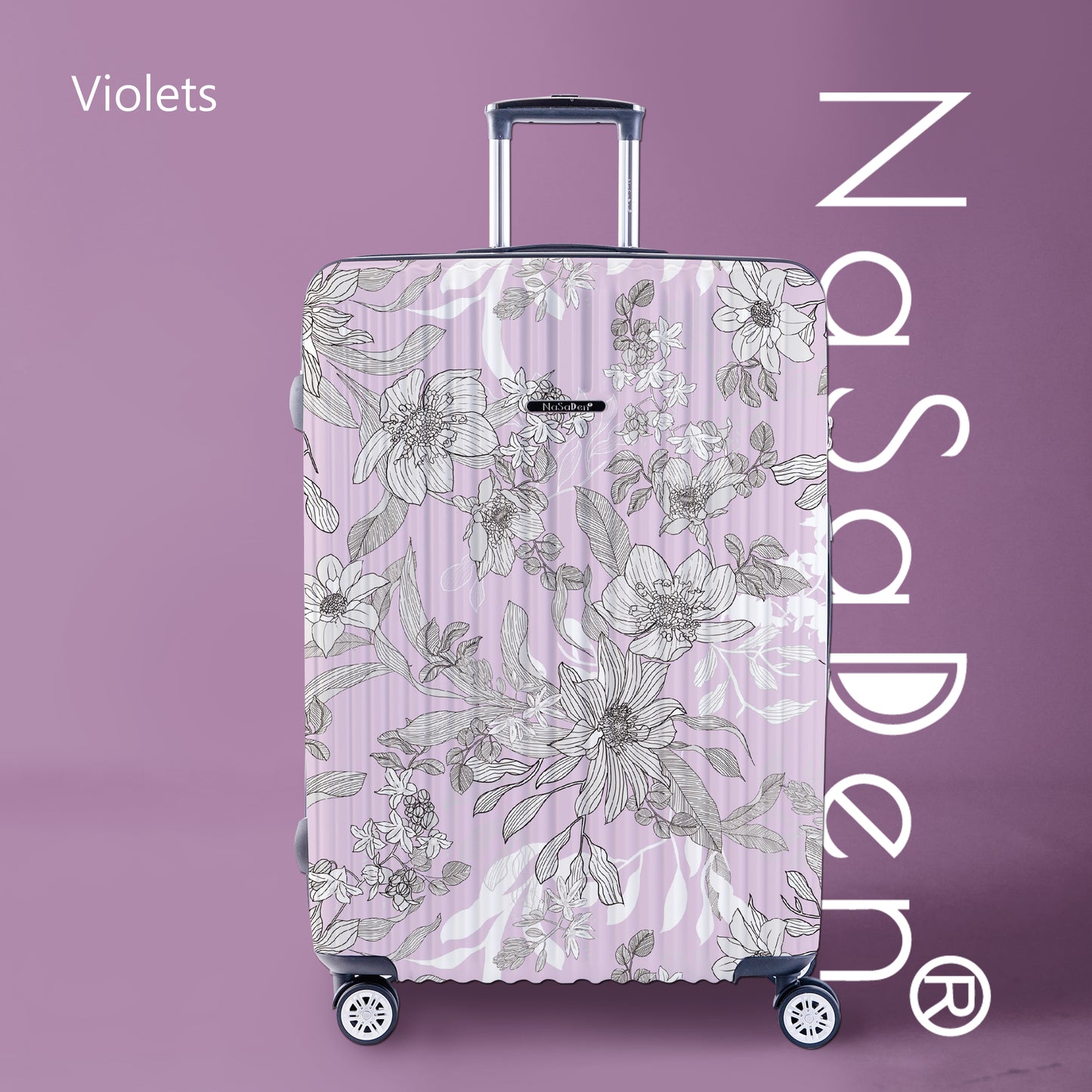 【NaSaDen】Violets Limited Pattern Printed 26" Checked Zipper Luggage