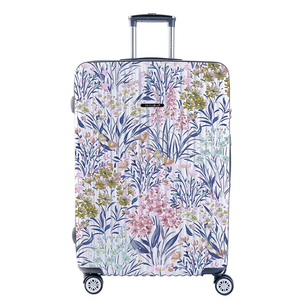 【NaSaDen】White Flower Limited Pattern Printed 22" Carry on / 26" / 29" Checked Zipper Luggage