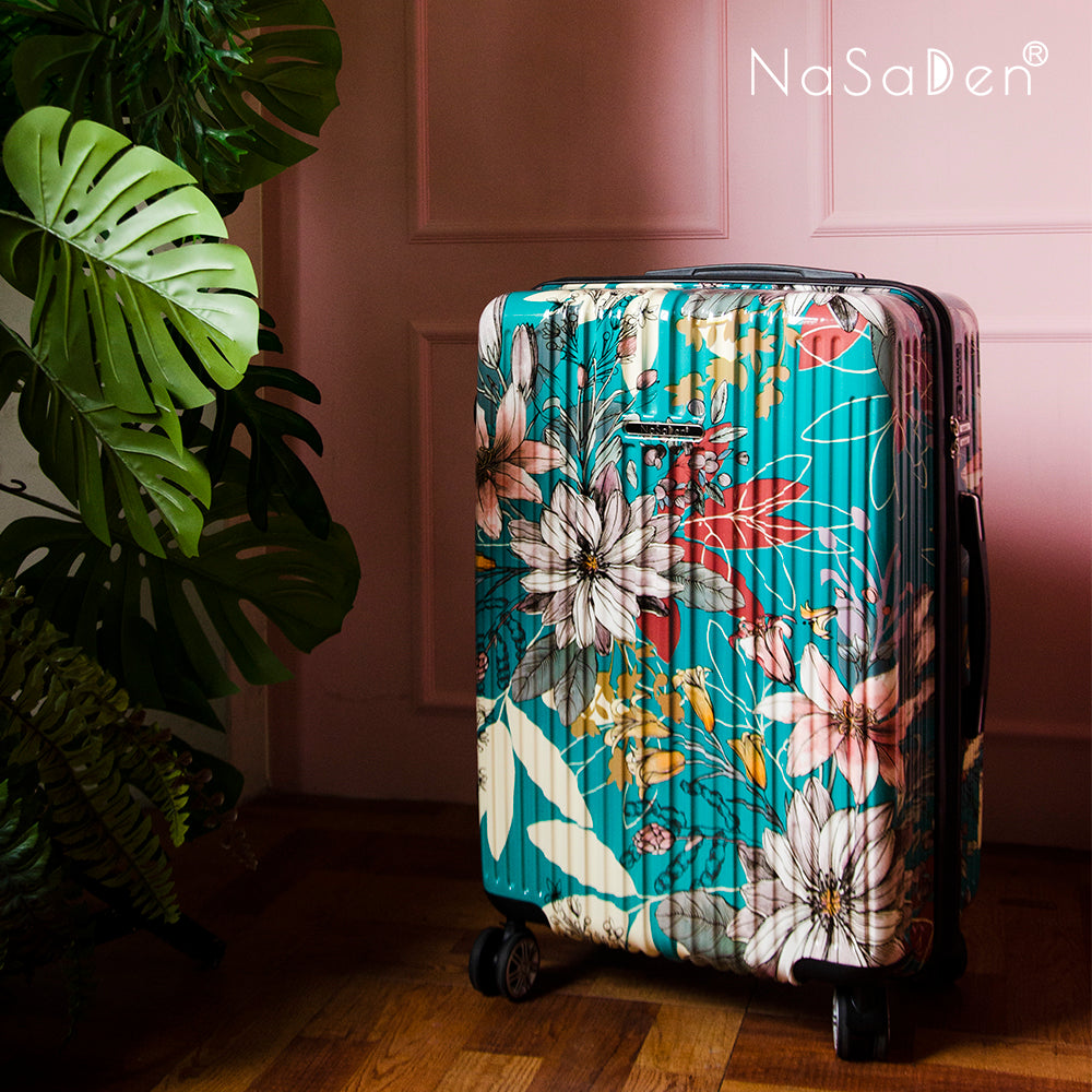 【NaSaDen】Turkey Blue Limited Pattern Printed 22" Carry on / 26" / 29" Checked Zipper Luggage