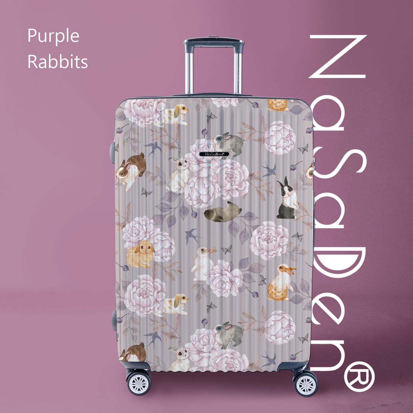 【NaSaDen】Purple Rabbits Limited Pattern Printed 22" Carry on / 26" / 29" Checked Zipper Luggage