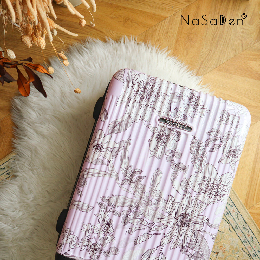 【NaSaDen】Violets Limited Pattern Printed 26" Checked Zipper Luggage