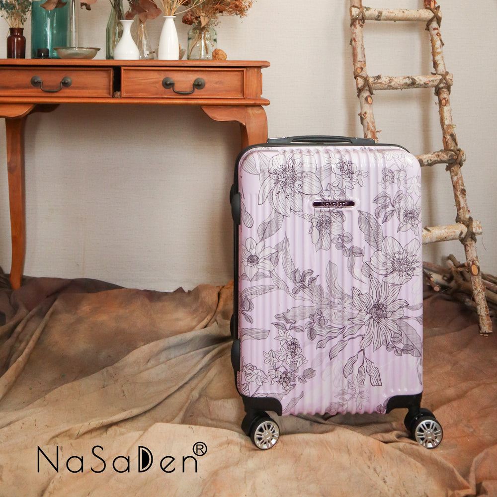 【NaSaDen】Violets Limited Pattern Printed 26" Checked Zipper Luggage