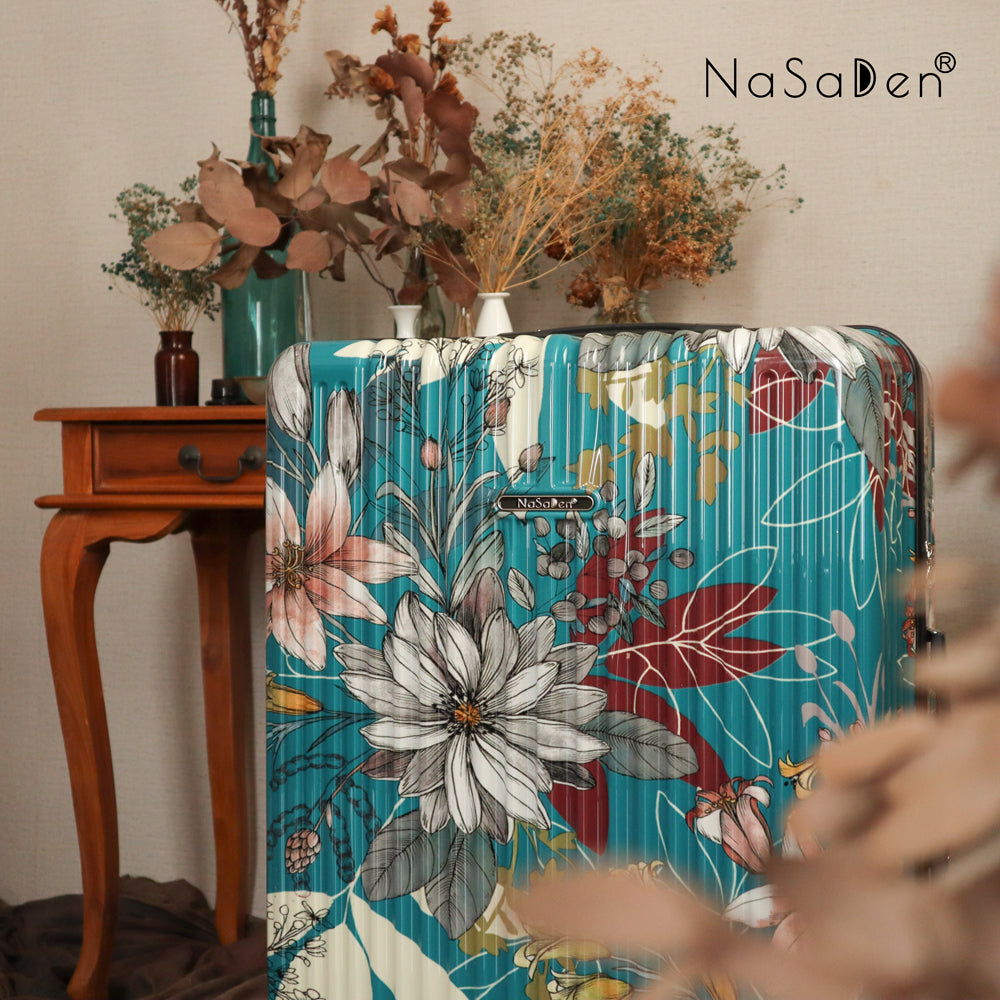 【NaSaDen】Turkey Blue Limited Pattern Printed 22" Carry on / 26" / 29" Checked Zipper Luggage