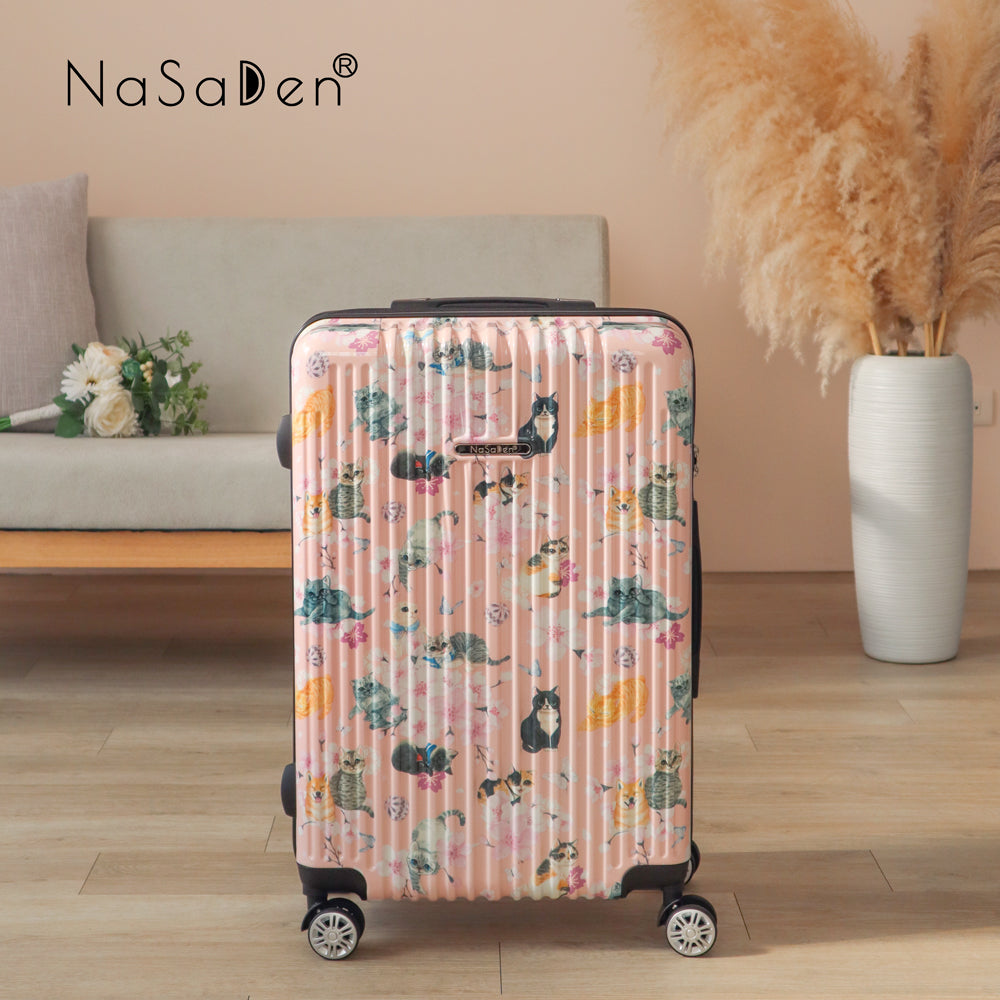 【NaSaDen】Spring Cat Limited Pattern Printed 26" / 29" Checked Zipper Luggage