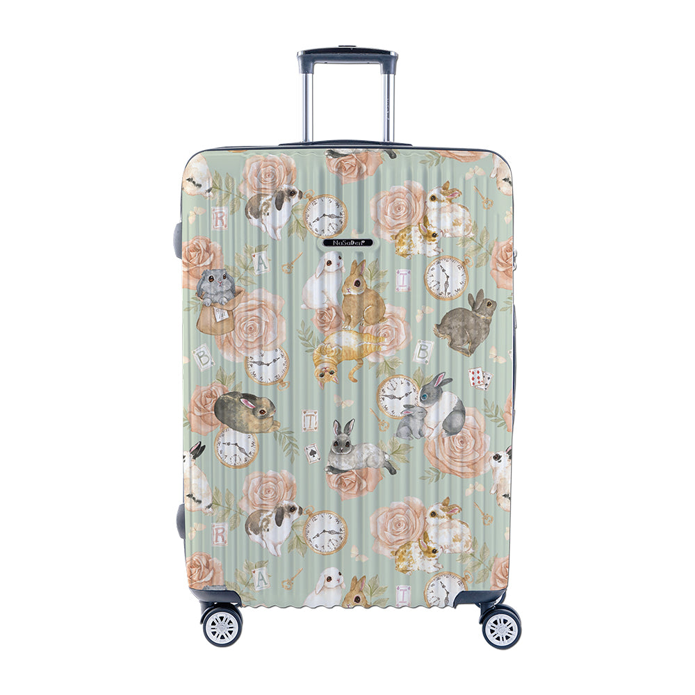 【NaSaDen】Green Rabbits Limited Pattern Printed 22" Carry on / 26" / 29" Checked Zipper Luggage