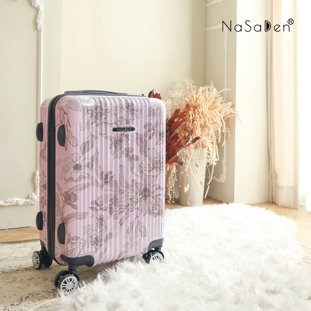 【NaSaDen】Violets Limited Pattern Printed 26" Checked Zipper Luggage