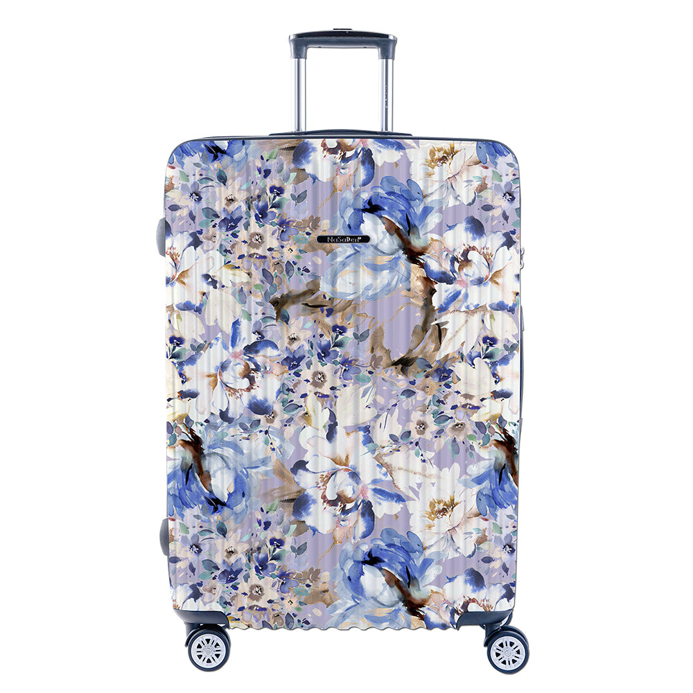 【NaSaDen】Purple Flower Limited Pattern Printed 22" Carry on / 26" / 29" Checked Zipper Luggage