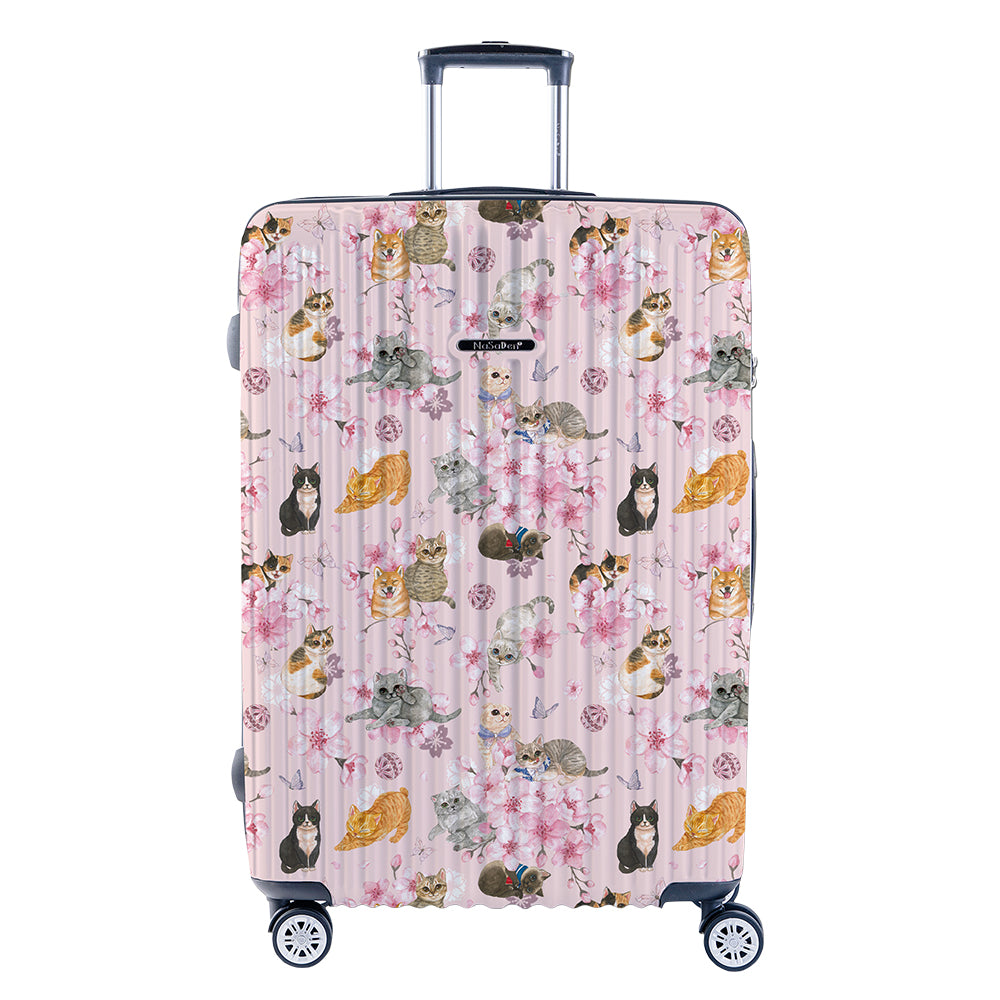【NaSaDen】Spring Cat Limited Pattern Printed 26" / 29" Checked Zipper Luggage