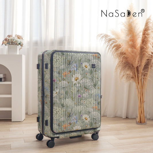 【NaSaDen】Rhein Series Eustoma Green 25" / 29"  Front Opening Luggage