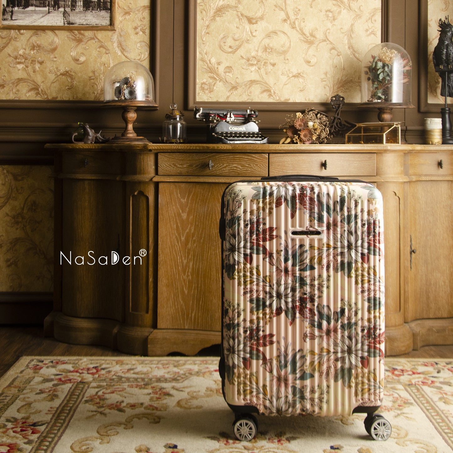 NaSaDen [ Floral Pink ] 22" Carry on/ 26" Checked/ 29" Checked Zipper Luggage