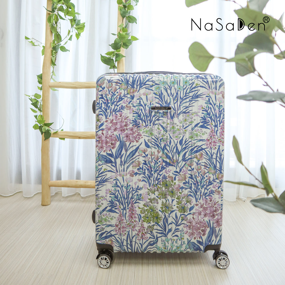 NaSaDen [ White Flower ] 22" Carry on/ 26" Checked/ 29" Checked Zipper Luggage