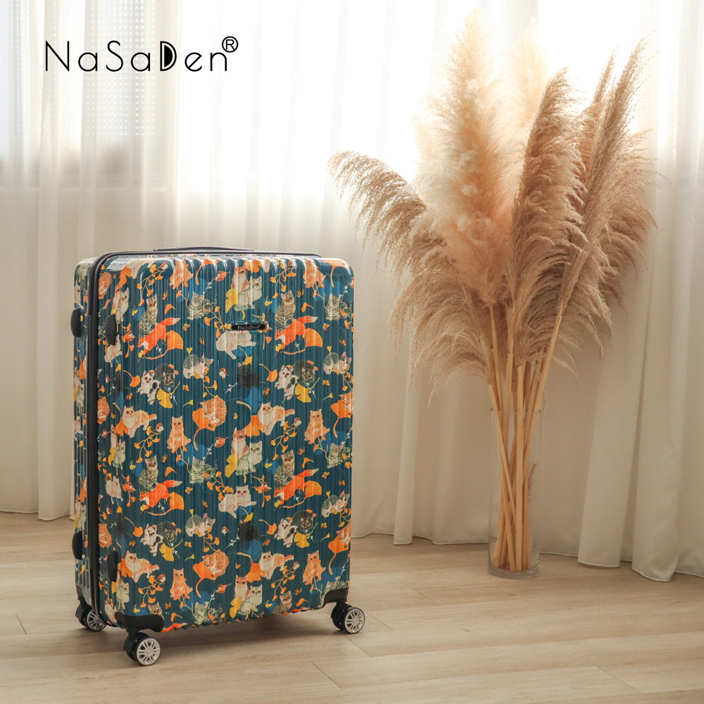 【NaSaDen】Autumn Cat Limited Pattern Printed 22" Carry on / 26" / 29" Checked Zipper Luggage