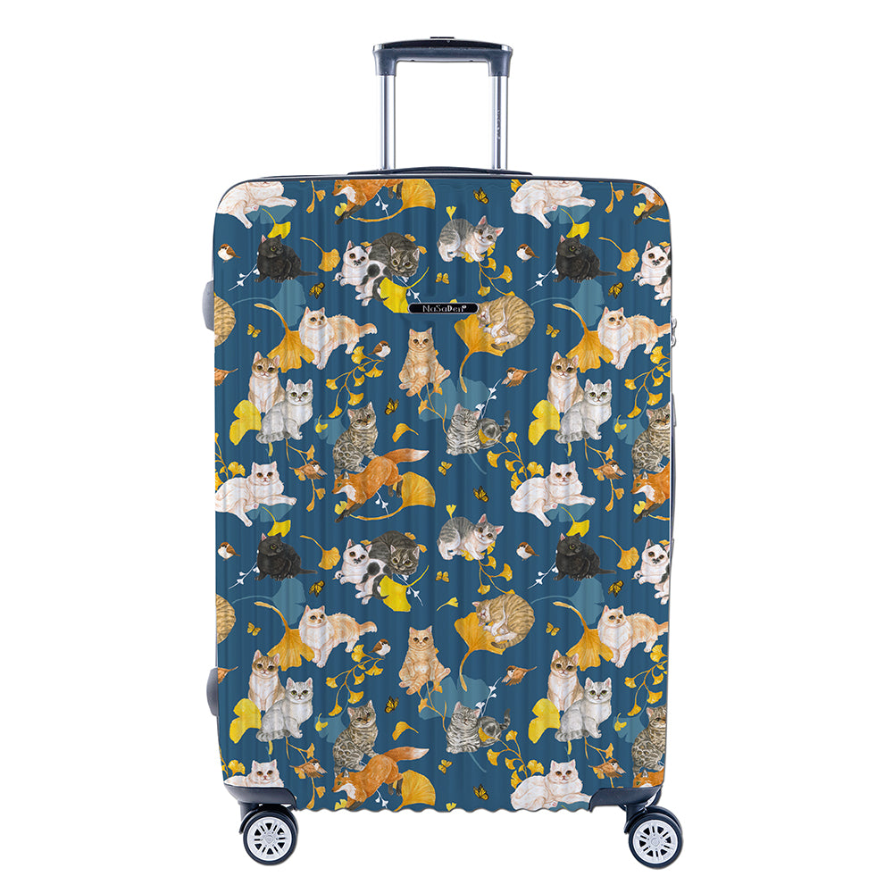 【NaSaDen】Autumn Cat Limited Pattern Printed 22" Carry on / 26" / 29" Checked Zipper Luggage