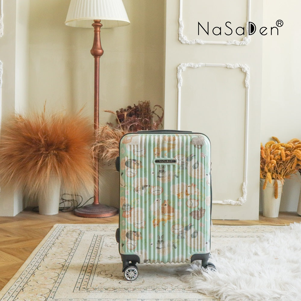 【NaSaDen】Green Rabbits Limited Pattern Printed 22" Carry on / 26" / 29" Checked Zipper Luggage